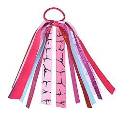 Girls Gymnastics Hair Ties Ponytail Holder Hair Ribbon Streamers Cute Gymnastics Dance Hair Accessories Sport Bow Elastic Hair Band Headband Gift for Gymnast Cheerleader Fan Women