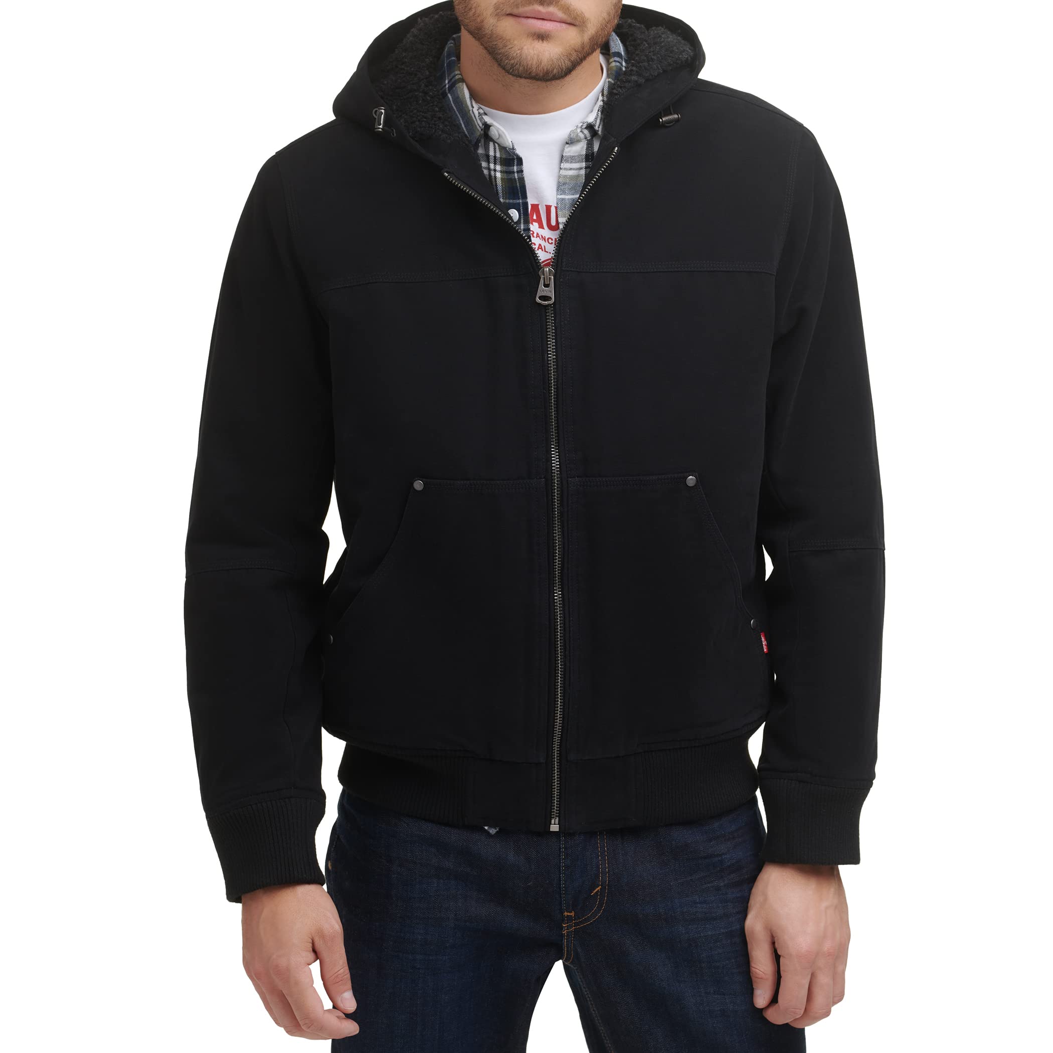 トップス WASHED CANVAS HOODED JACKET NAVY L Dakota WorkPro Series Men's Washed Canvas Sherpa Lined
