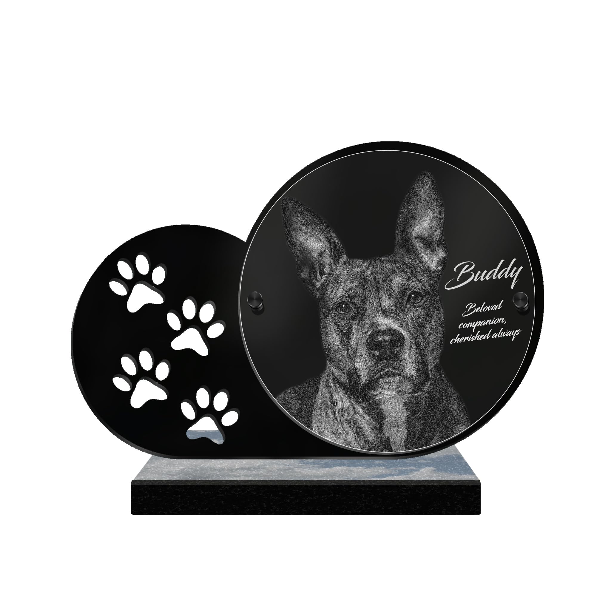 ETERNEL - Personalized Pet Memorial Plaque with Paw Prints - Dog, Cat, Rabbit, Pets, Customizable Photo and Text, Laser-Engraved Memorial Plaque for Tribute