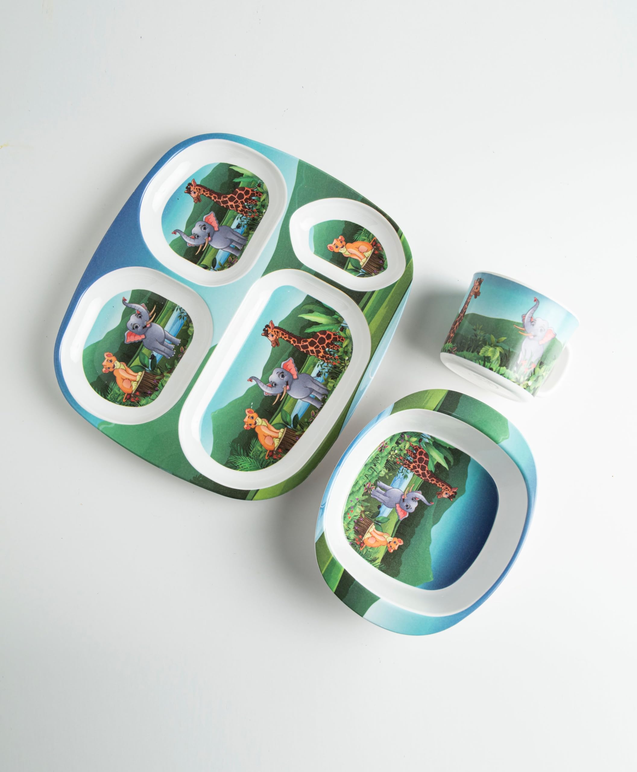 Superware Doraemon Wild Animal Melamine Kids Dinner Set of 3 - Plates Bowls & Cup-image-3