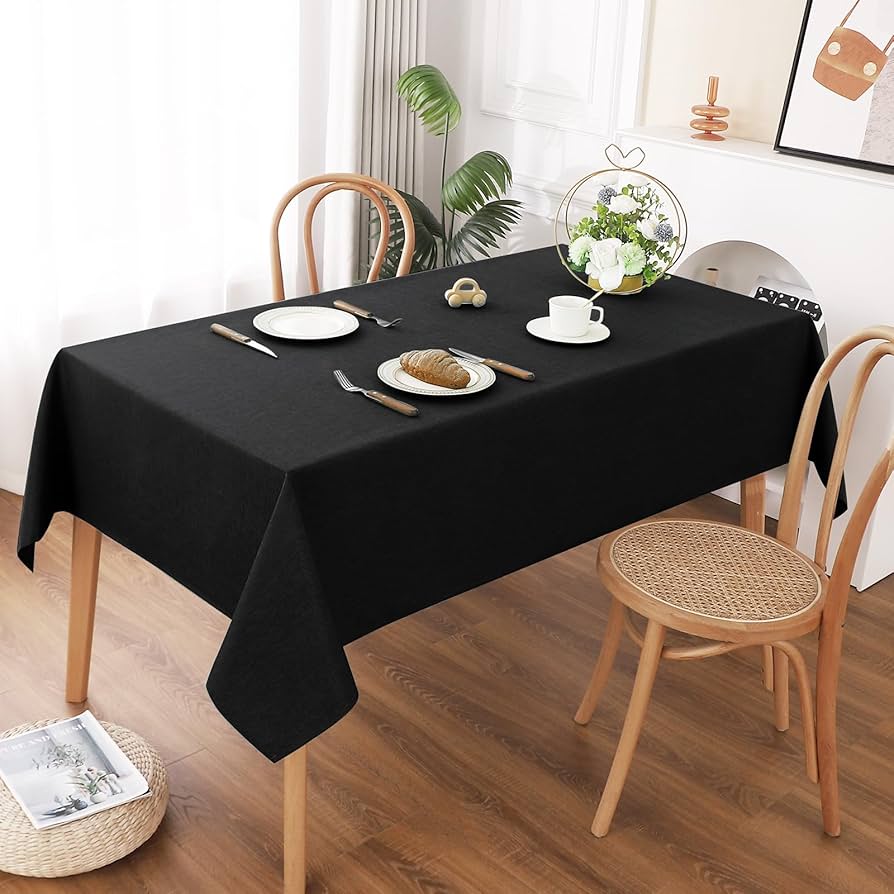 Amazon.co.jp: AooHome ブラック テーブルクロス 長方形 撥水 布