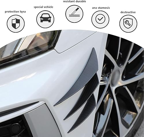 Miniatura 10 de Pack-6 Kit de canards de alerón de automóvil, difusor anticolisión corporal, calcomanías decorativas de goma suave para exteriores, divisor de