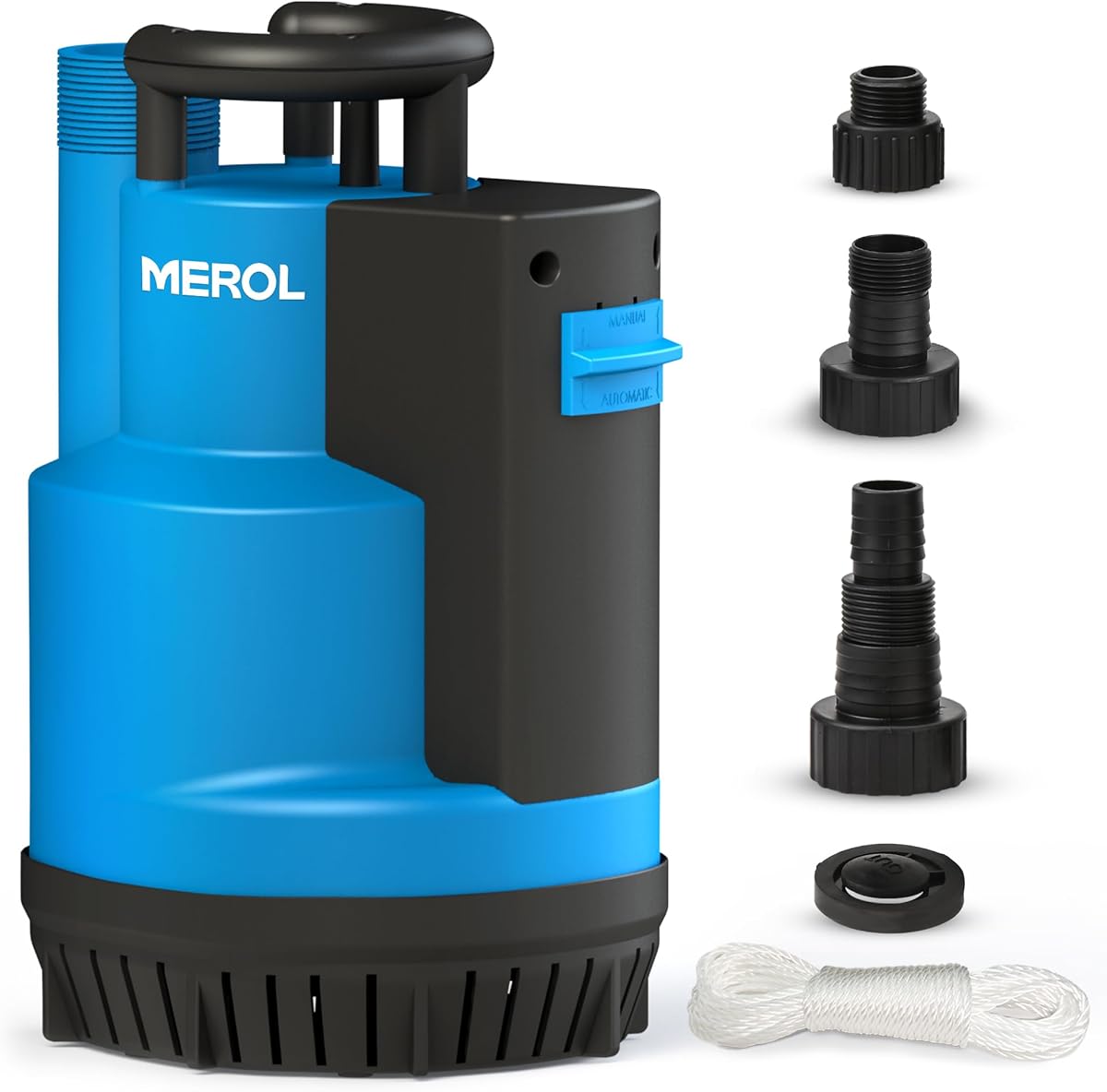 MEROL Submersible Water Pump 3/4HP 3100GPH Utility Pump, Auto/Manual Control by Integrated Float Switch, with 16.4 Ft Cord for Pool Basement Garden Pond Draining