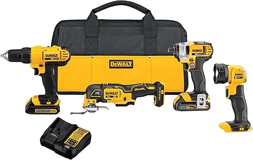 DEWALT Kit combinado de herramientas eléctricas de 20V MAX, juego de 4 herramientas inalámbricas con 2 baterías y cargador (DCK444C2)