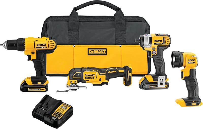 DEWALT Kit combinado de herramientas eléctricas MAX de 20 V, juego de herramientas eléctricas inalámbricas de 4 herramientas con 2 baterías y cargador (DCK444C2)