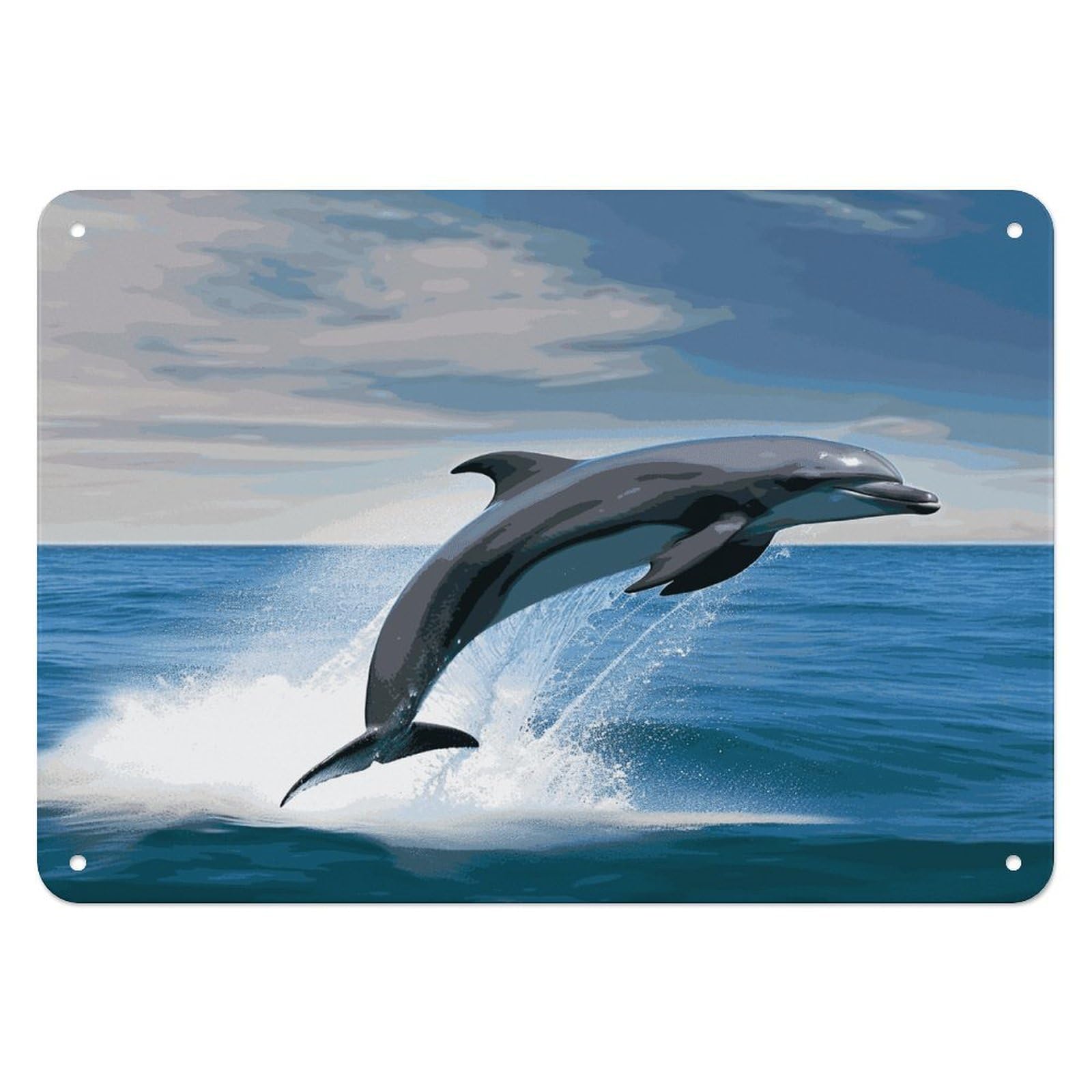 Fekiloot Style Jumping Up Dolphins Wall Decor Iron Painting Metal Sign