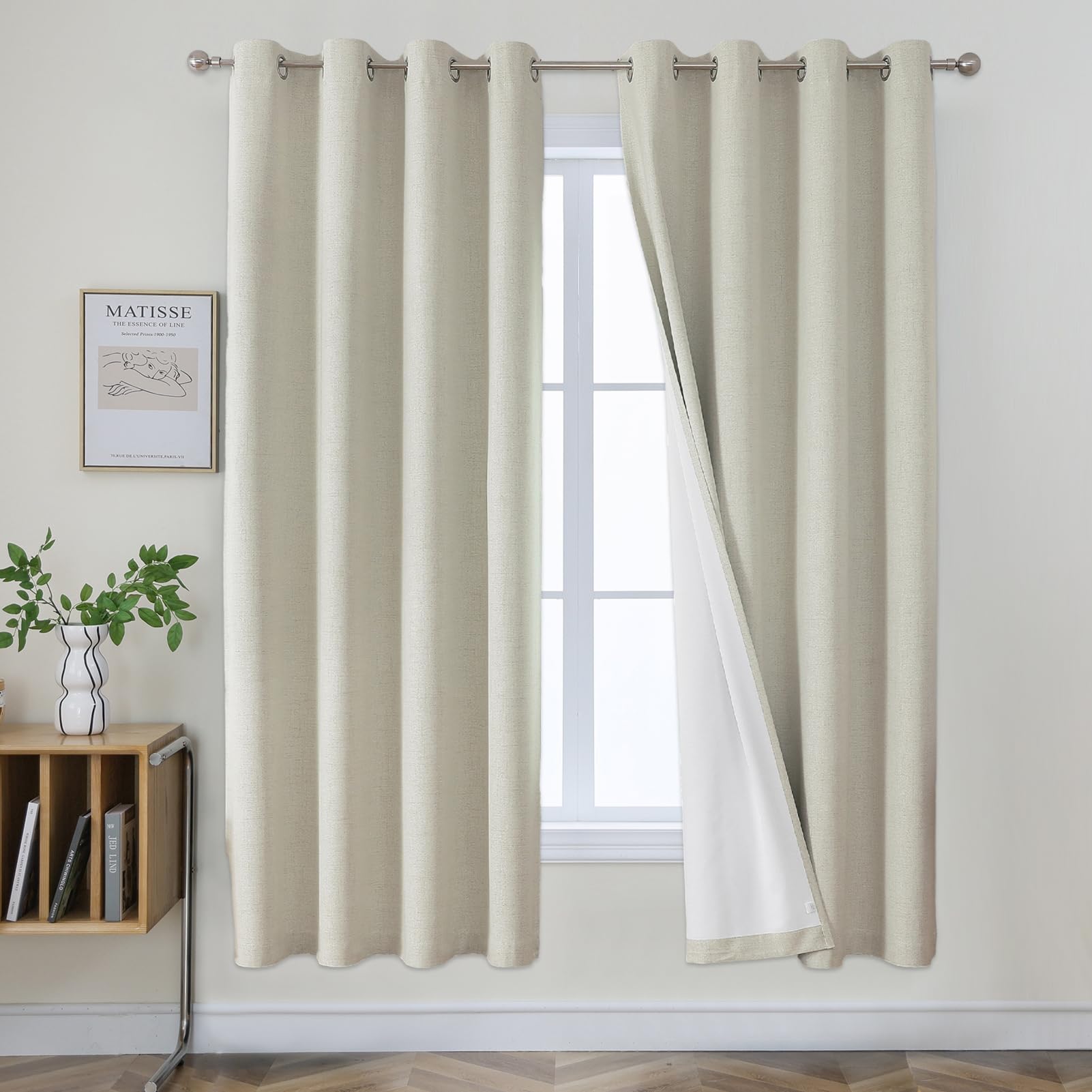 Joydeco 100% Blackout Lined Curtains Bedroom W55 x L69 Inch Drop - Image 2