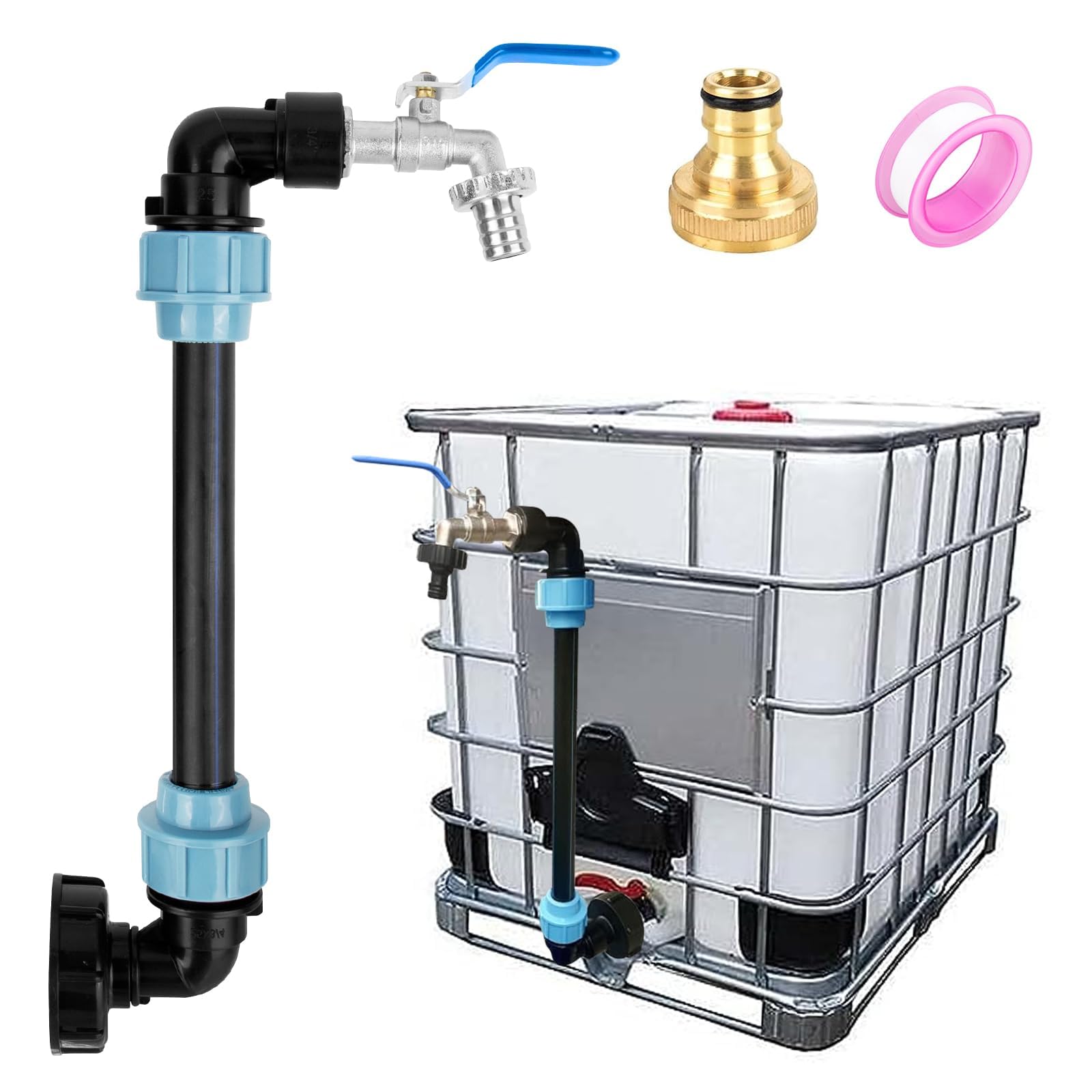 Adaptateur IBC robinet laiton col de cygne anti fuite : fini les robinets de cuve trop bas