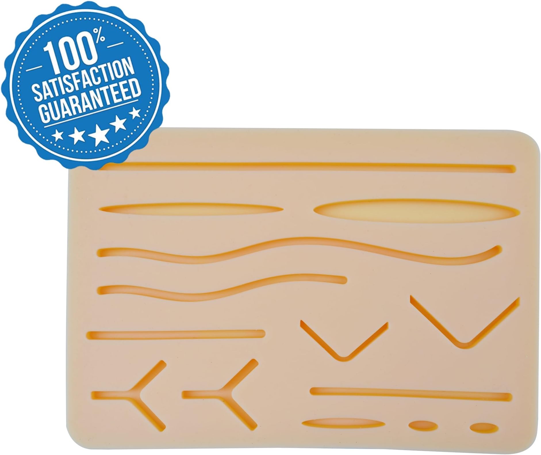 MD Choice Suture Practice Kit Suture Pad | 7" x 5" | 3-Layers Muscle, Fat and Skin with Pre-Wounds | Guarantee: Does not Easily Tear or Rip | Free Training Videos: 7 Common Suturing Techniques