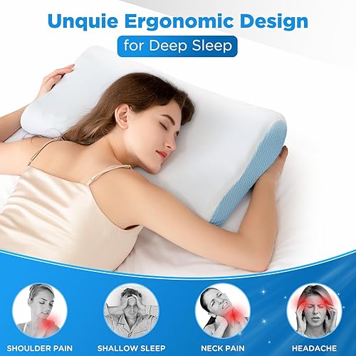 Miniatura 5 de Almohada refrescante de espuma viscoelástica para dormir, almohada cervical de espuma viscoelástica para aliviar el dolor de cuello y hombros,