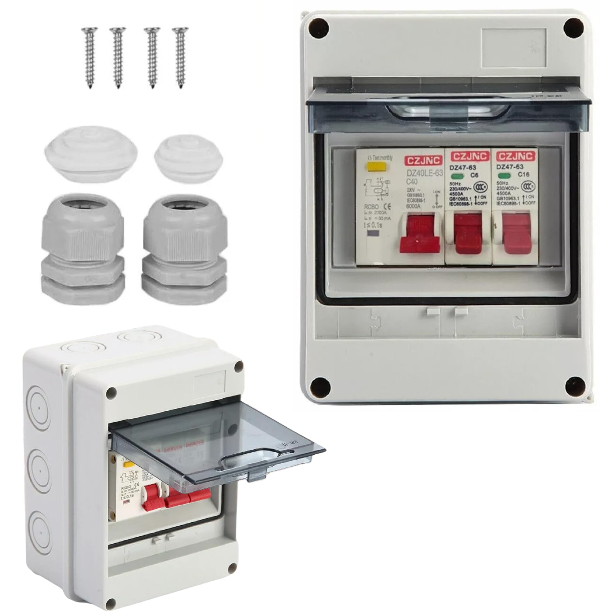 5 Way IP65 Consumer Unit with 25A 30mA RCD MCB | Waterproof Fuse Box for Garages, Caravans, Workshops | Short Circuit & Leakage Protection