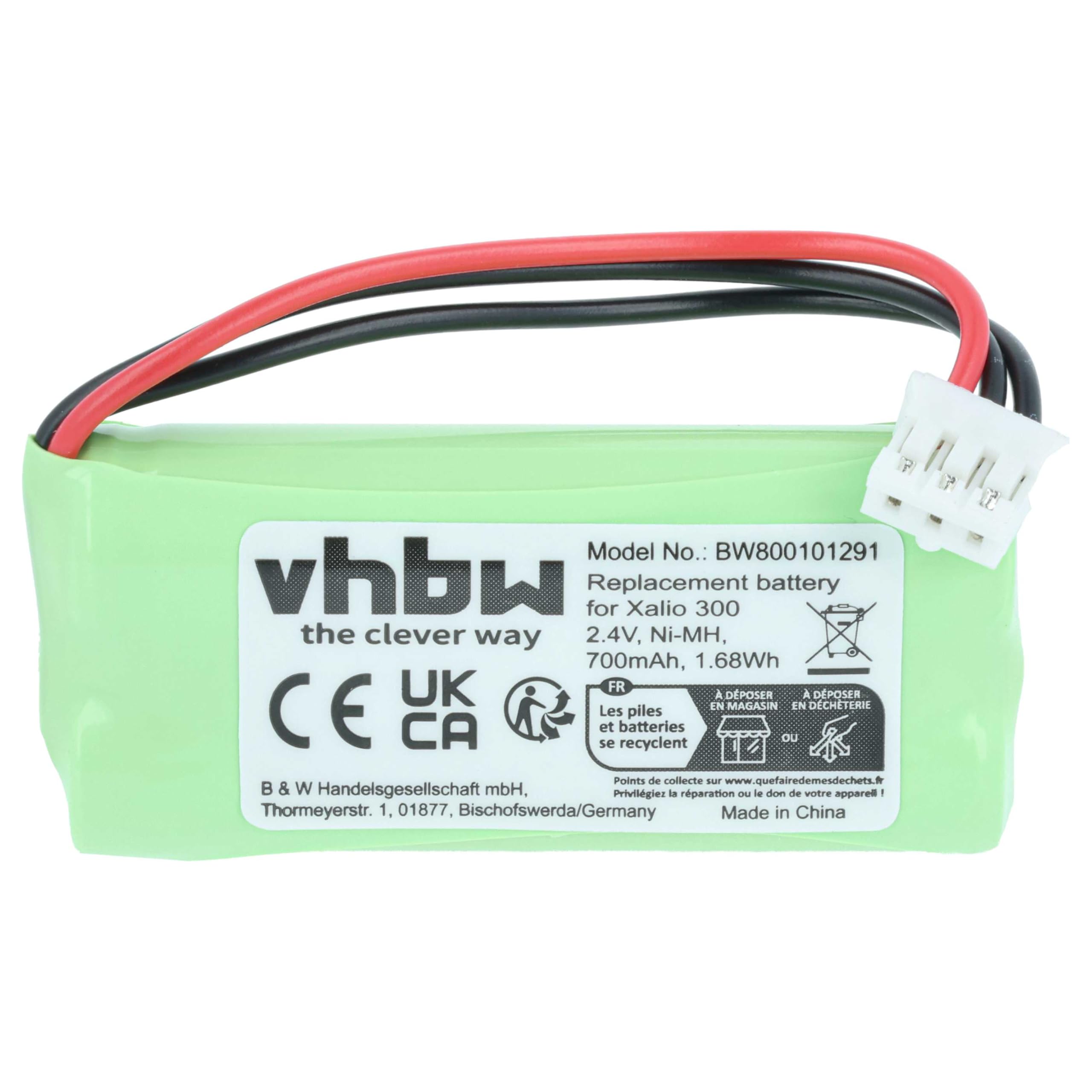vhbw NiMH akumulator 600 mAh (2,4 V) do bezprzewodowego telefonu stacjonarnego Philips Xalio 300, 300 DECT jak 2HR-AAAU, H-AAA600X2, H-AAA500X2.