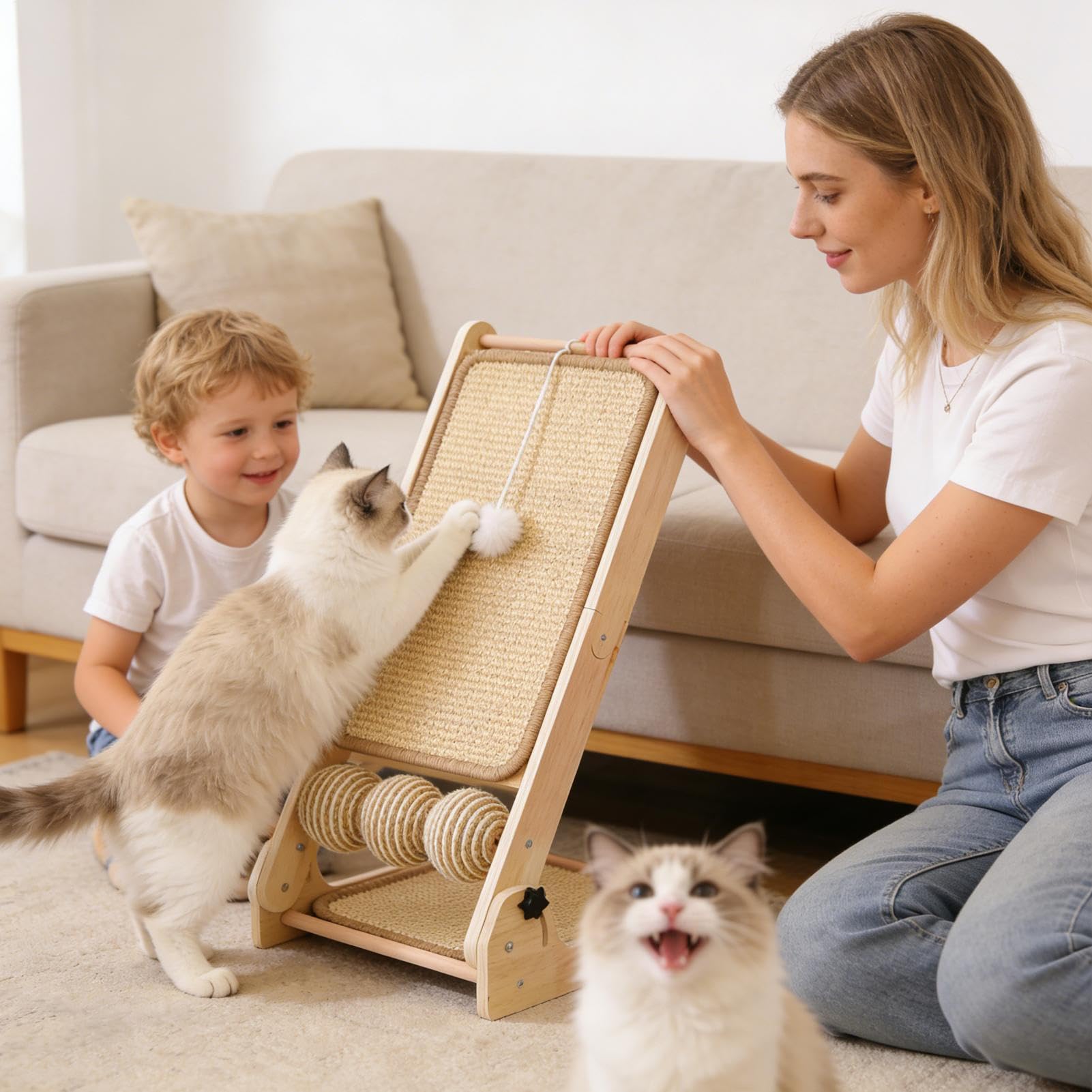 Katzenkratzbaum, L-förmige Kratzmatte, Möbelschutzbrett, Innen-Sisal-Kratzmatte für Esszimmer, Wohnzimmer, Schlafzimmer, Balkon, Katzen, Krallenpflege und Möbelschutz