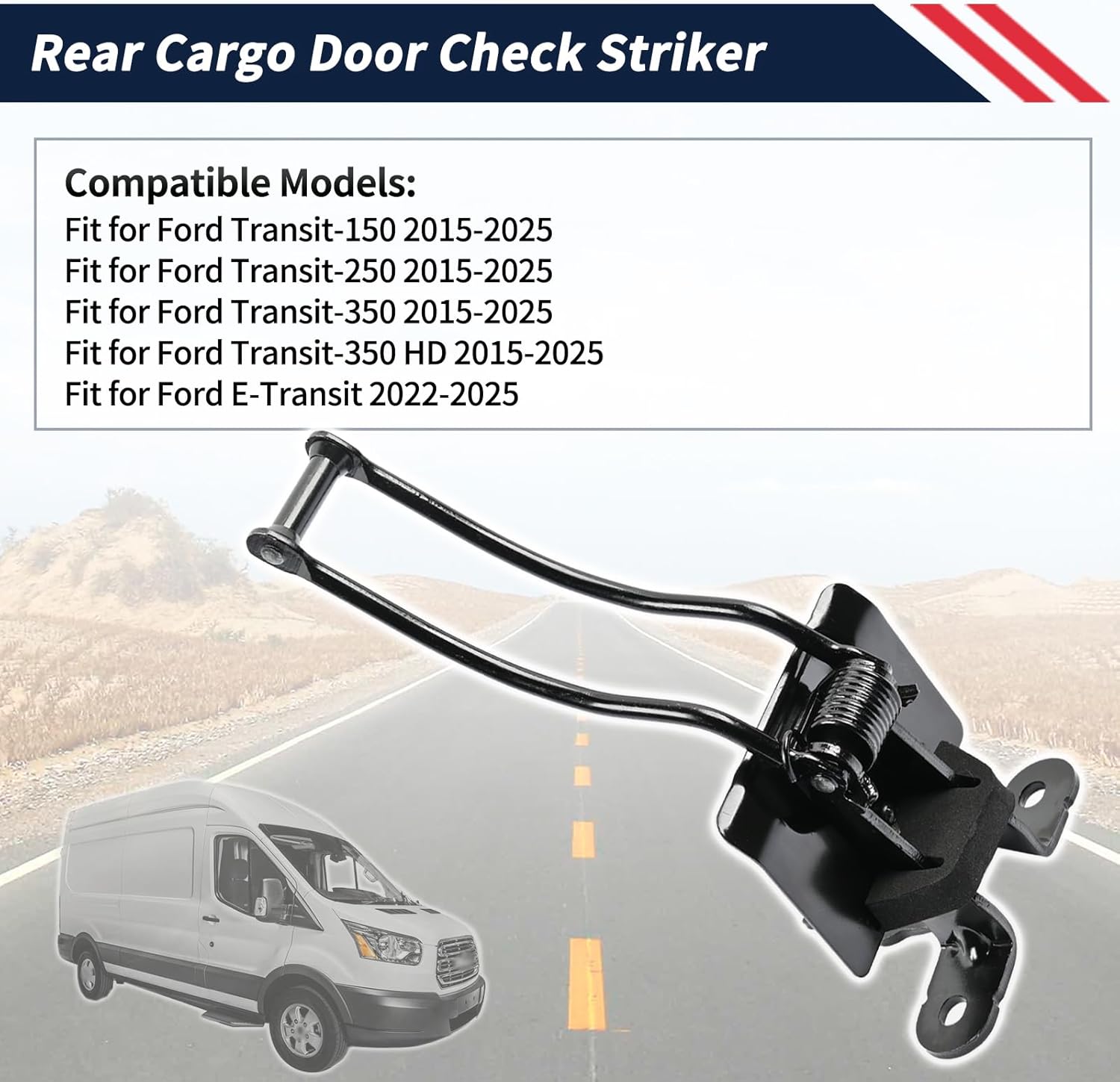 Rear Door Check Striker Back Door Lock Compatible with Ford Transit 150 250 350 2015 2016 2017 2018 2019 2020 2021 2022 2023 2024 2025 Replace HK3Z-6144100-A, Rear Door Stopper Hinge