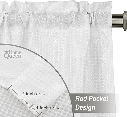 Miniatura 4 de Home Queen Cortinas blancas para ventana de baño, repelentes al agua, con bolsillo para barra, cortinas de cocina para ventanas pequeñas, 2 paneles,
