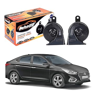 Oshotto 12V Car Horn- Trumpet Sound 2Pc Set(Low + High) Compatible with Hyundai Verna