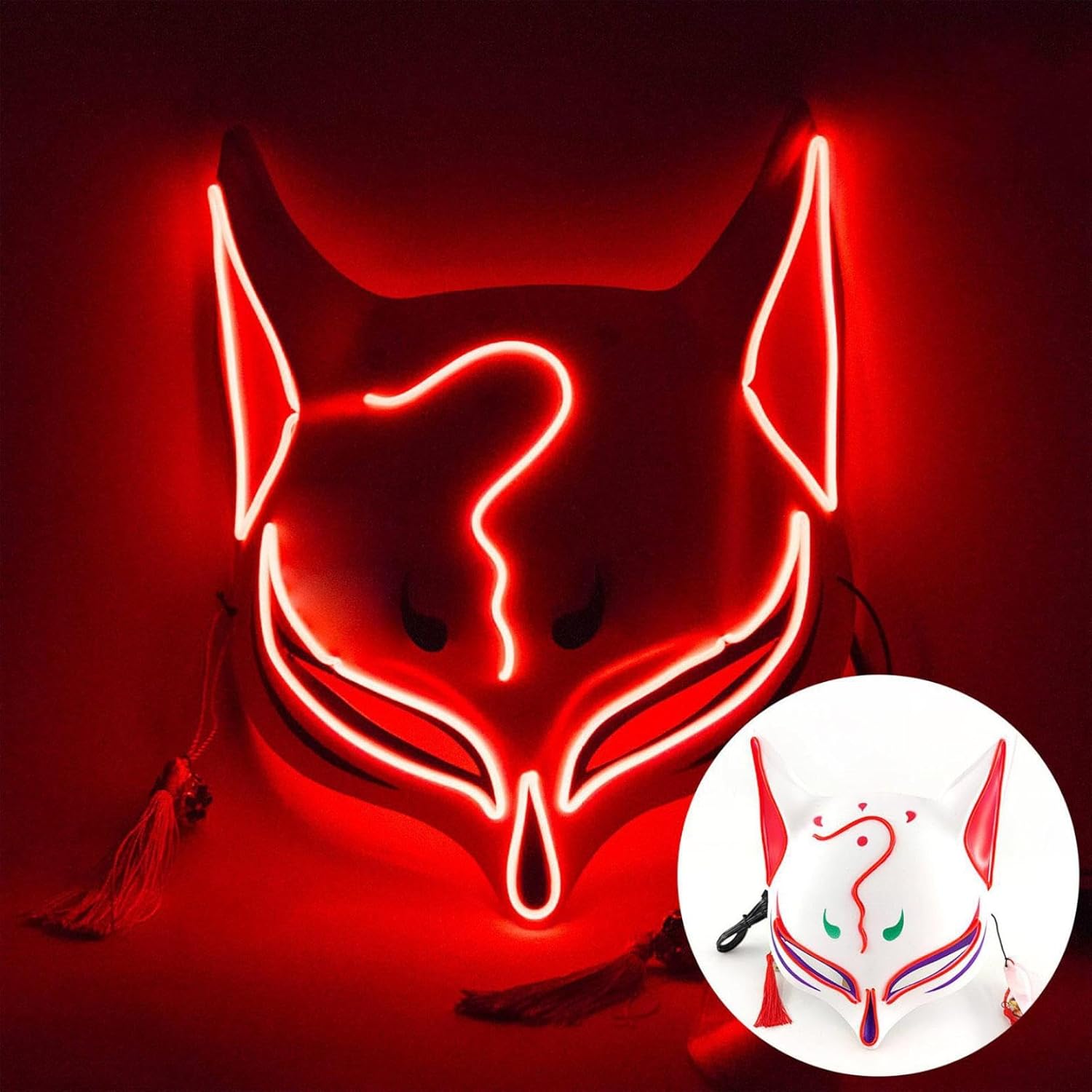 Japanese Fox Cat Cute Cosplay Half Mask LED Kitsune Cat Half Face Mask Halloween Animal Costume Party Accessory for Dress Up Japanese Fox Cat Cute Cosplay Half Mask LED Kitsune Cat Half Face Mask Halloween Animal Costume Party Accessory for Dress Up