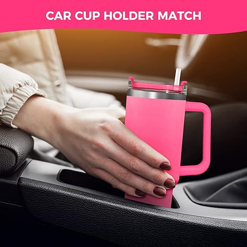 Miniatura 4 de Vaso con asa, popote a prueba de fugas, doble pared, 40 onzas, taza de viaje con tapa, aislamiento de acero inoxidable, agua, té helado, café