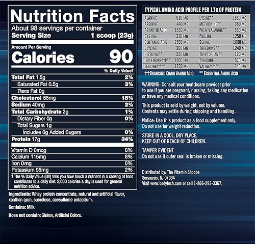 Miniatura 2 de BODYTECH Proteína de suero en polvo, con 0.75 onzas de proteína por porción y aminoácidos, ideal para la construcción muscular después del