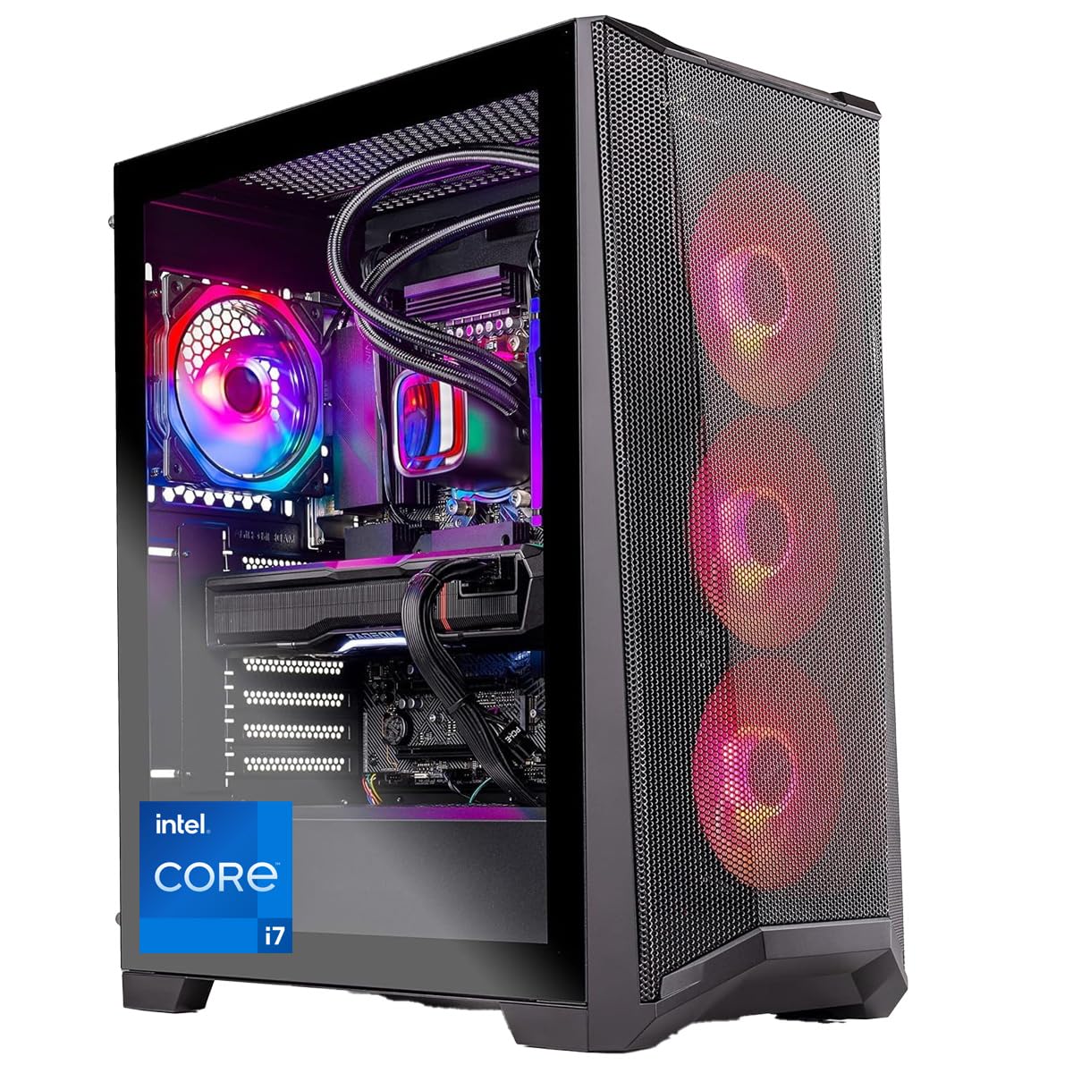Skytech Gaming Chronos Gaming PC Desktop – Intel Core i7 13700K 3.4 GHz, NVIDIA RTX 4070, 1TB NVME SSD, 32GB DDR5 RAM RGB, 750W Gold PSU, 360mm AIO, 11AC Wi-Fi, Windows 11 Home 64-bit,Black