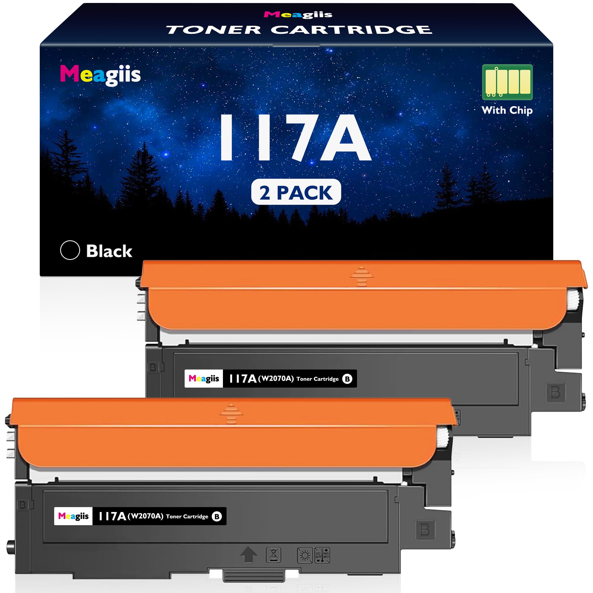 Meagiis 117A (W2070A) Schwarz Toner Kompatibel für HP 117A Schwarz Toner für HP Color Laser MFP 178nwg 179fwg 150nw 179fnw 150a 178nw (2 Schwarz)