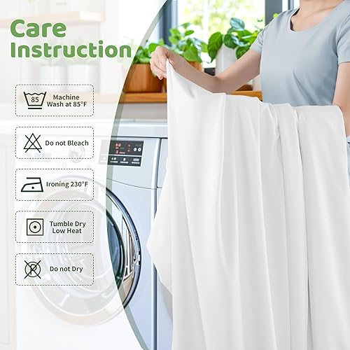 Miniatura 7 de LBRO2M Juego de 4 sábanas de bambú 100% viscosa derivada de bambú, sábanas refrescantes de 1800 hilos, bolsillo profundo de 16 pulgadas, ropa de