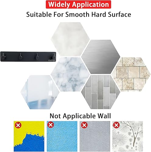 Miniatura 5 de Soporte para llaves de pared, ganchos decorativos para pared, organizador de llaves adhesivo adhesivo, ganchos de acero inoxidable para colgar