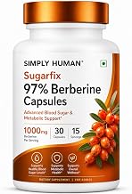Simply Human Berberine 1000mg Capsules for Blood Sugar & Metabolic Support | 97% Pure Berberine Extract | Supports Healthy Glucose Levels, Cravings & Energy | 30 Veg Capsules