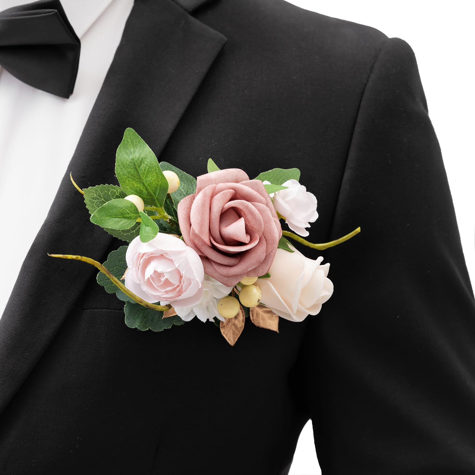 Ling's moment Single Pocket Boutonniere für den Bräutigam, künstliche Blumen für Hochzeitsdekoration/Abschlussball/Heimkehr/Abschlussfeier usw