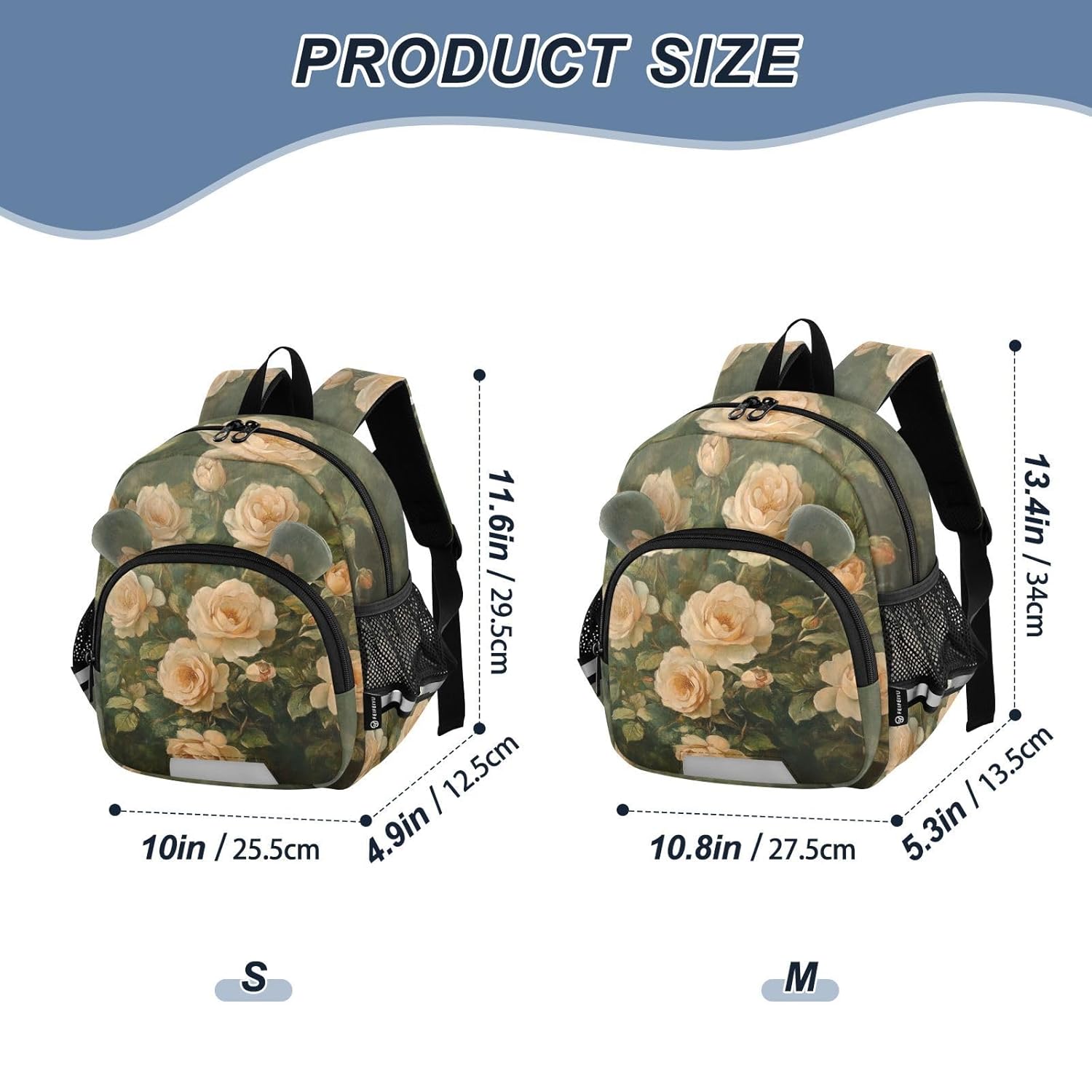 Vintage Roses Bouquet DarkGreen Toddler Harness Backpack for Boys Girls 3-6 Years Kids Backpack with Anti Lost Safety Leash Child Leash Backpack for Walking Preschool Travel