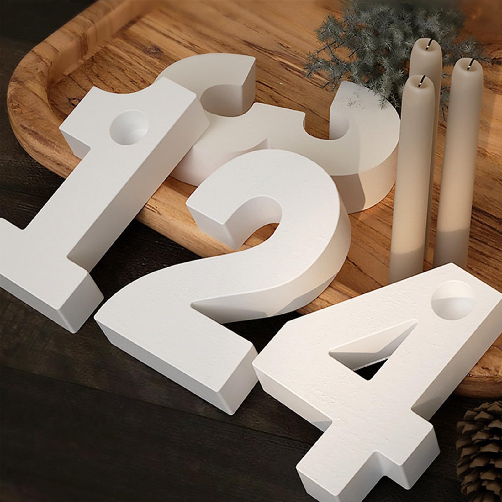 Świeczniki, formy żywiczne do świec, formy do odlewania świeczników, kształt cyfry 1-4 DIY formy silikonowe, formy silikonowe do świeczników w kształcie cyfry na rocznicę festiwalu urodzinowego