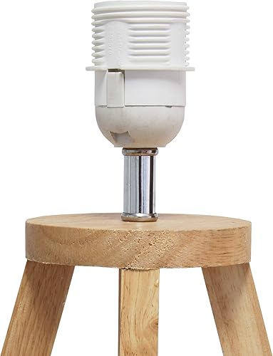 Miniatura 6 de Simple Designs LT1069-NGY Lámpara de mesa triangular entrelazada de tela de madera, naturalgris