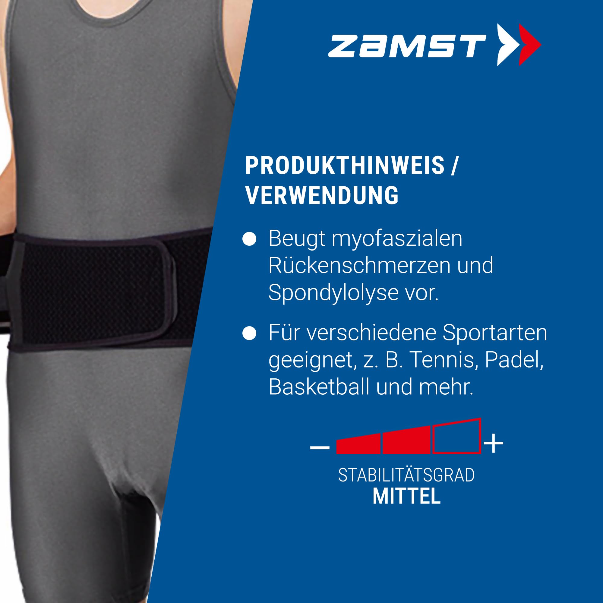 Zamst ZW-5 Verstellbare Rückenbandage - Rückenstütze für Sportler - Groß