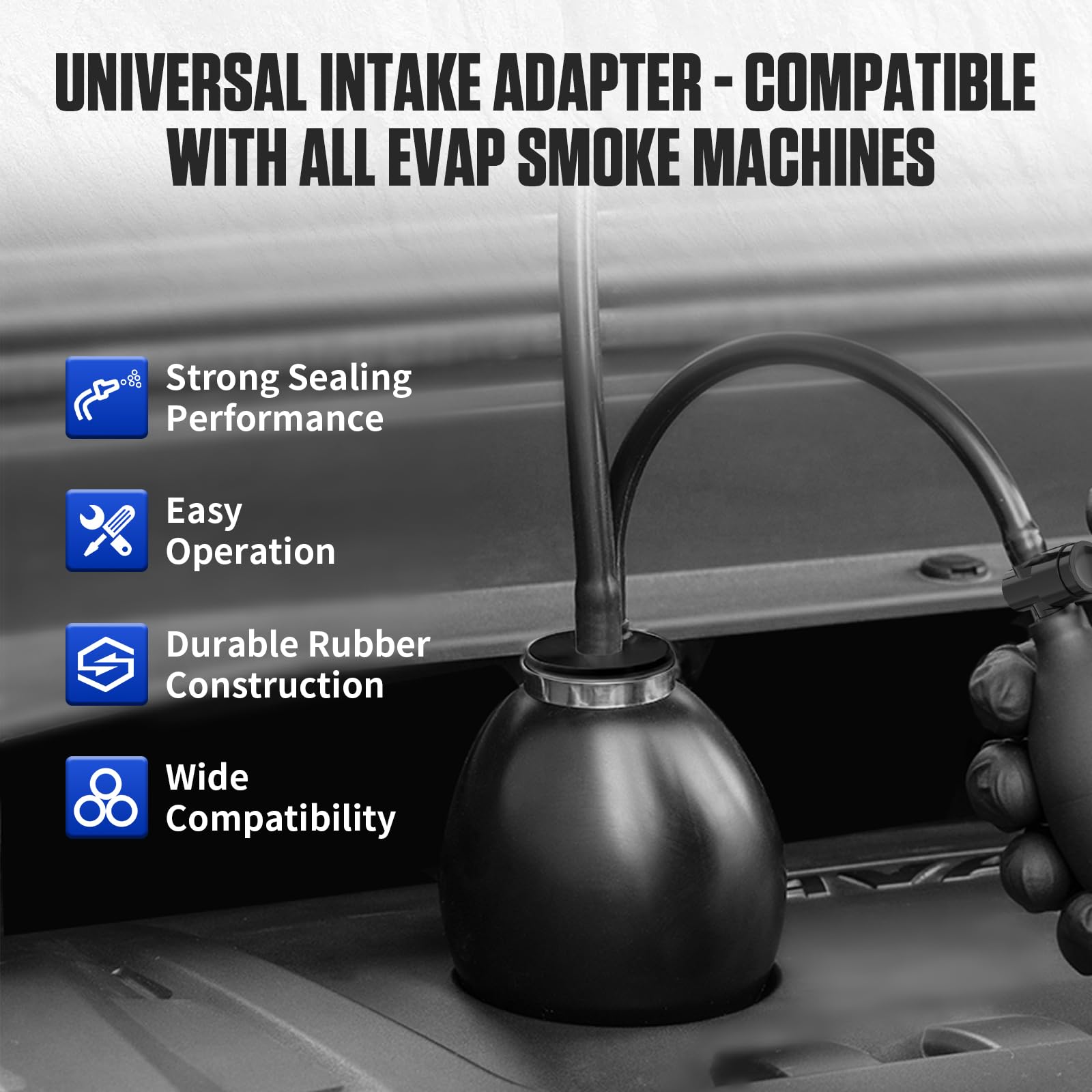 MRCARTOOL Universal-Auto-Rauchmaschine, aufblasbarer Adapter, Kfz-EVAP-Lecktester, Zubehör, einfacher Einlass-Leckstopfen