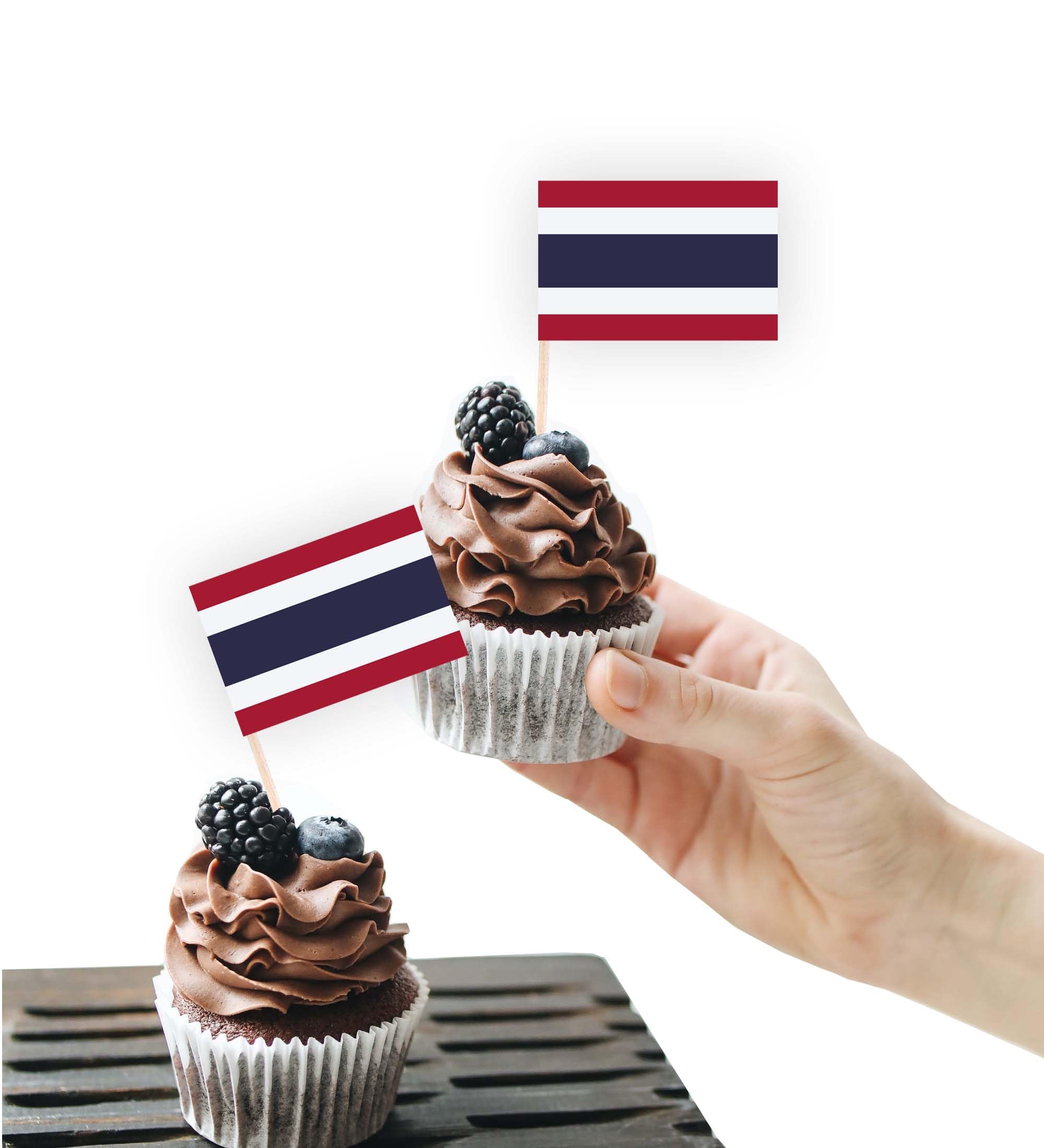 100PCS Thailand Flag Cake Topper,Thai Cupcake Stand For Party Decoration Supplies — image 1
