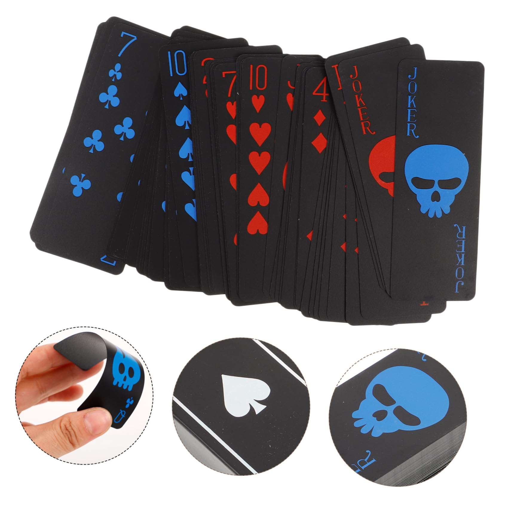 FRCOLOR Póquer de PVC Negro Diseño de Calavera, Impermeables y Duraderas, Ideales para Juegos y Reuniones Familiares