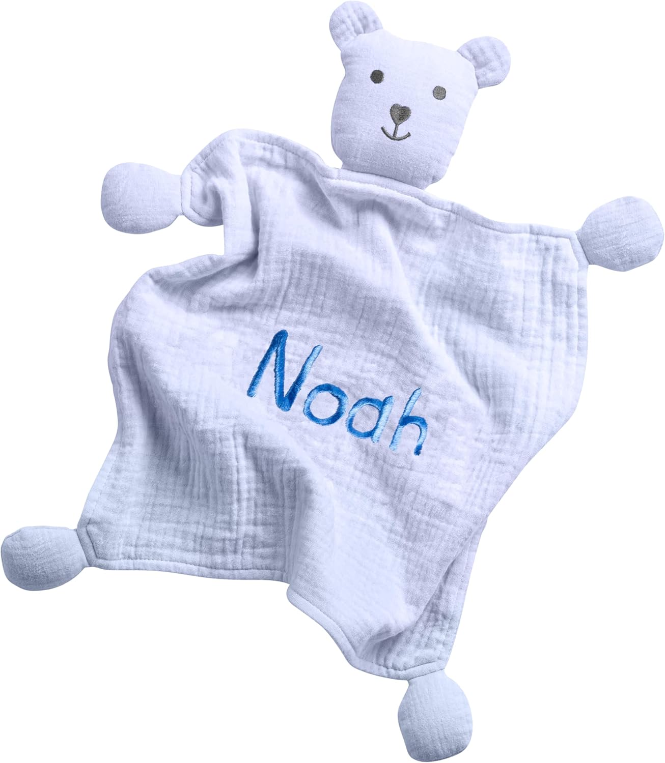 berry bebe Personalized Baby Blanket Lovey, Custom Embroidered Name Security Blanket, Cute Teddy Bear Lovie Personalized Baby Gifts for Newborn Girl, Monogrammed (Blue Lovey)