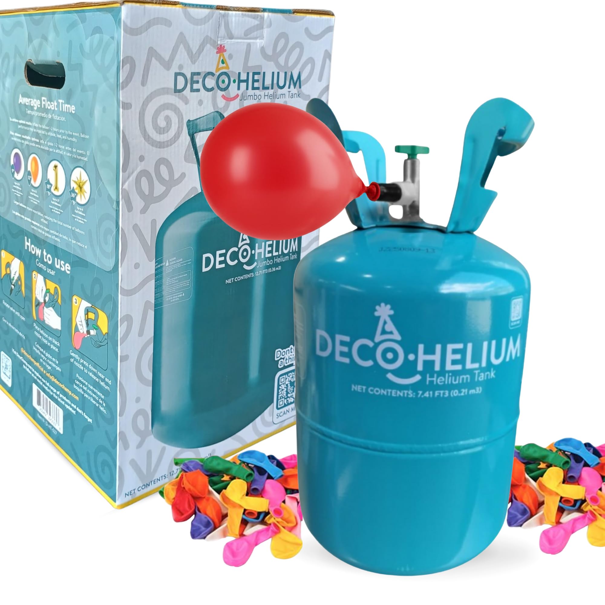 by DECOCHAMP Helium Tank - 7.41 Cu Ft Helium Tank for Balloons at Home Balloon Inflator for Party Decorations Up to 30 Balloons Helium Balloon Pump (1