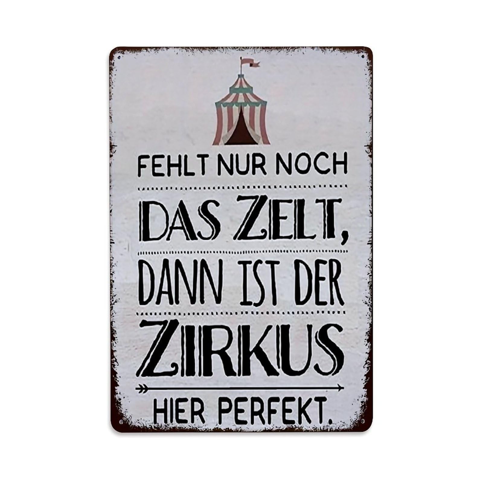 Bliveurn Vintage Circus Tent German Text Print Retro Metal Tin Sign, Metal Poster For Home, Gaming Room, Studio Workshop,Bar,Garage Wall Art Decor 8X12 Inch