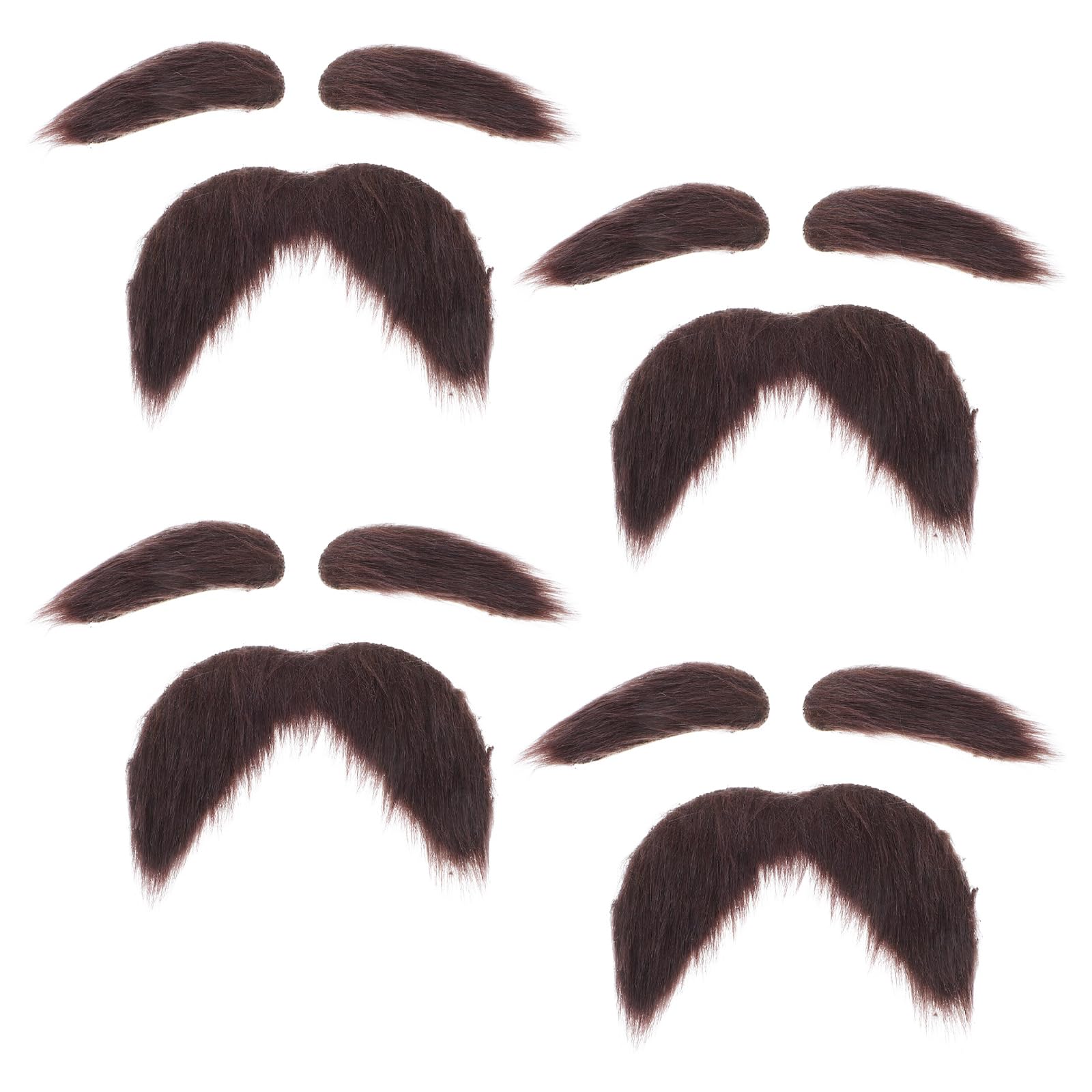 LUOZZY 3sets Realistic Fake Beard and Eyebrows Set Funny Costume Prop Brown for Halloween Party Cosplay Theater