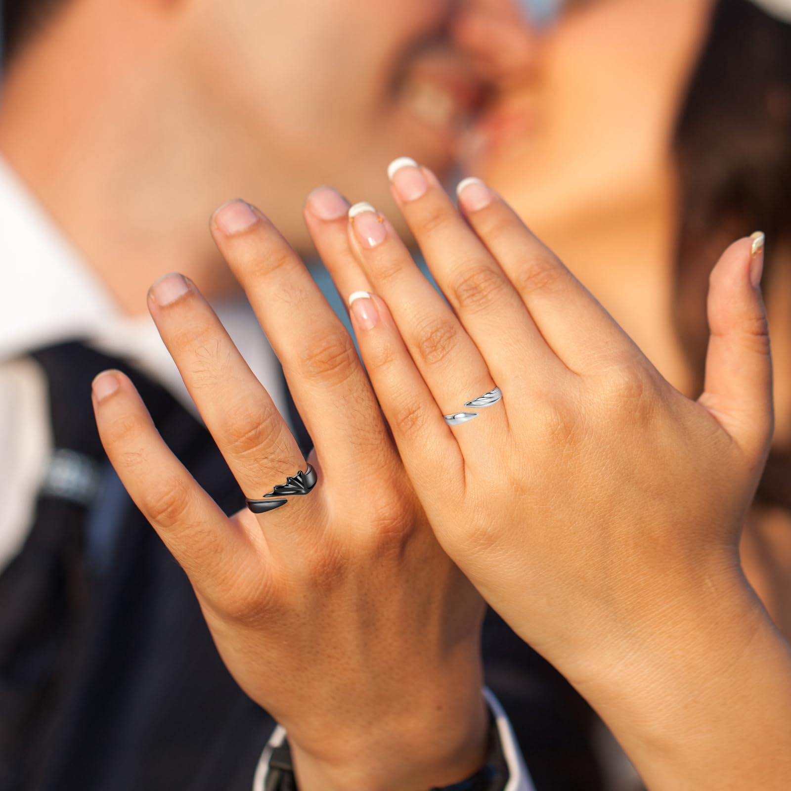 Anillos Parejas Alianzas Boda Promesa Pareja Anillo Angel y Diablo Ajustable Plata de ley Compromiso Casar Él y su Joyería Regalo
