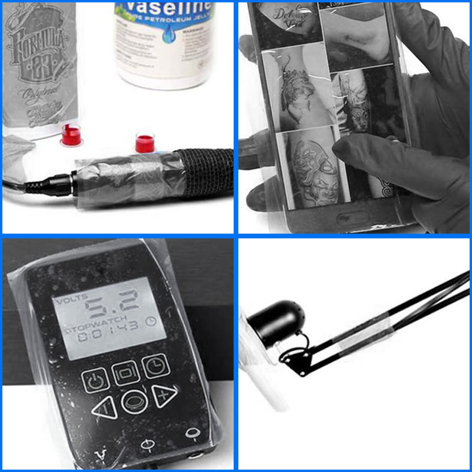 Barrier, pellicola protettiva usa e getta, per tatuaggi e getta, pellicola protettiva per materiali dentali, accessori per tatuaggi, 1200 fogli/rotolo di pellicola (nero)