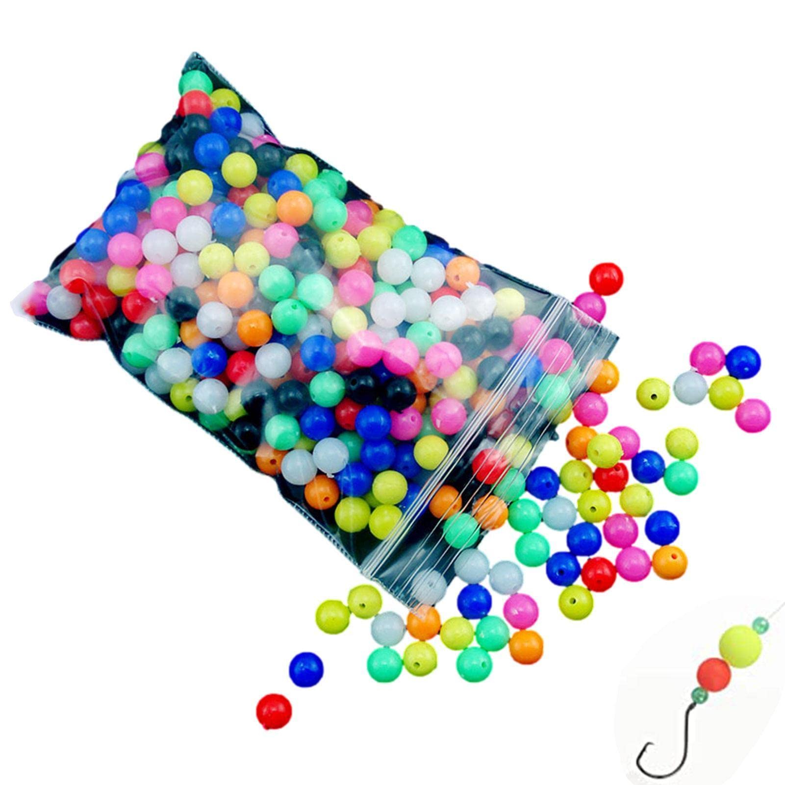 Perline di Lenza - 100 Pezzi a Bagliore Luminoso a Colori Misti | Lenza da Pesca Colorata in Gomma Morbida per Acqua Salata e Dolce