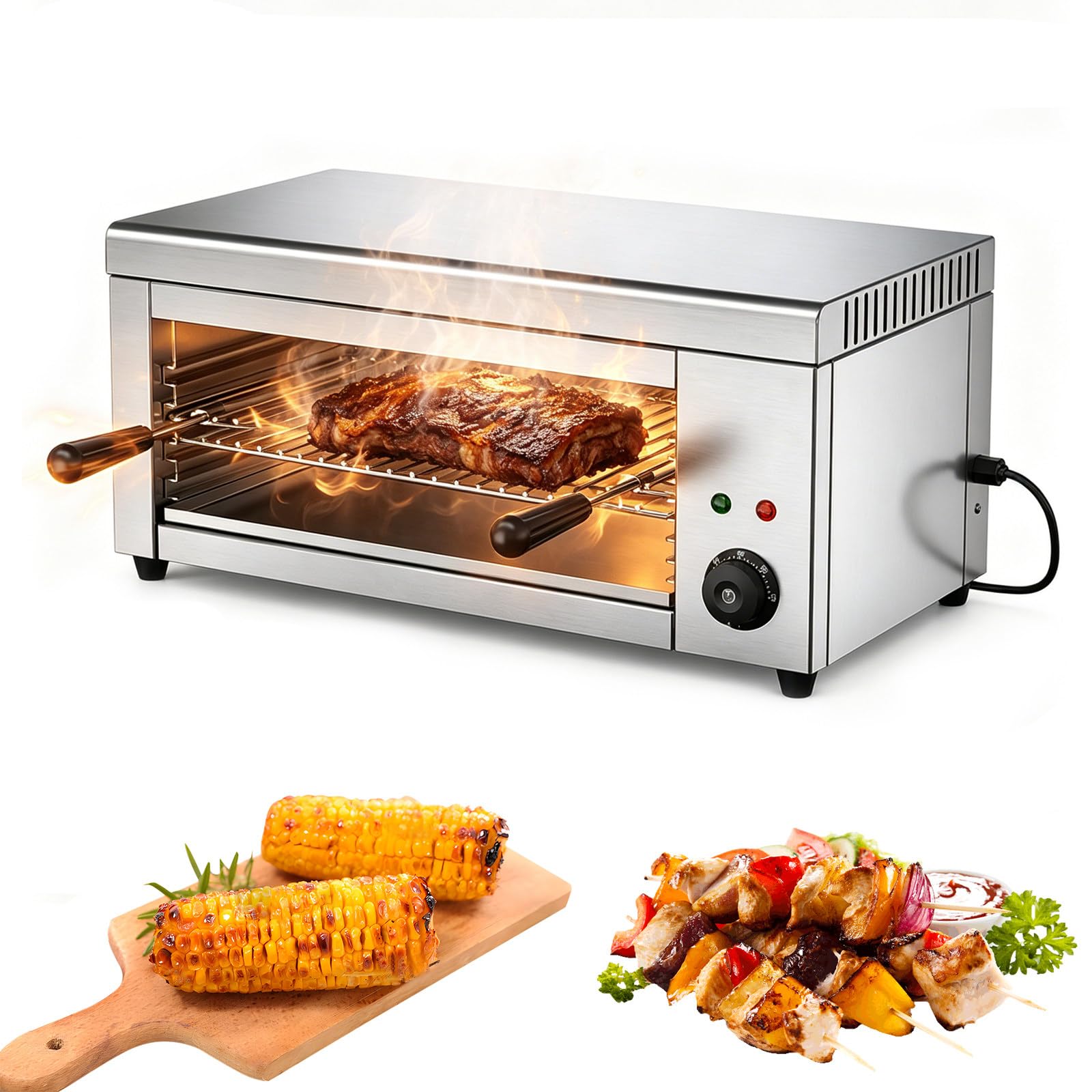 RUODATONLY Commercial Cheese Melter Salamander Broiler, 2000W Electric Cheesemelter Heater Heating Grill, 122-572°F Rapid Heating Countertop Raclette Cheese Melting Oven