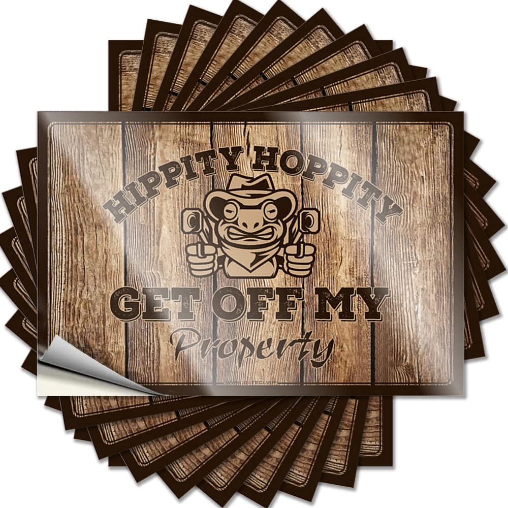 Saying Unique Peel and Stick - Hippity Hoppity Get Off My Property Helmet Western Waterproof Vinyl for Antimicrobial(6X9CM)