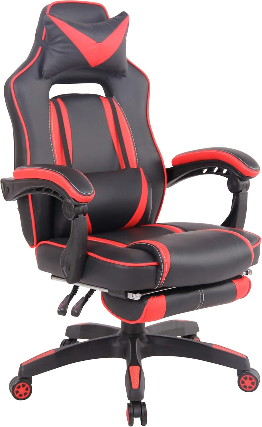 Sedia Gaming Heat con Poggiapiedi in Similpelle I Poltrona Racing Scrivania con Schienale Reclinabile E Doppio Cuscino, Colore:Nero/Rosso