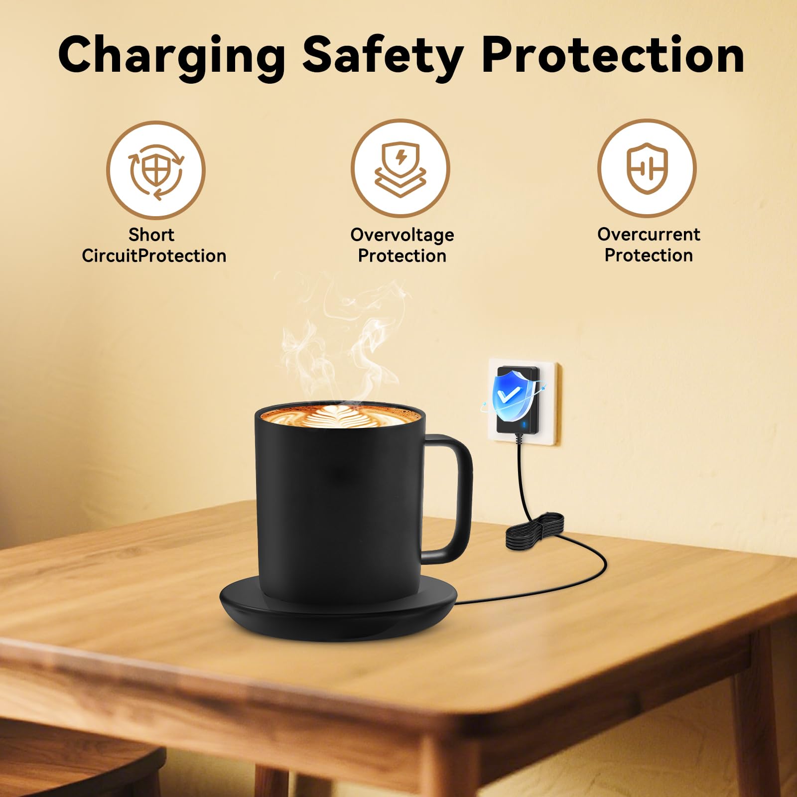 Ladeuntersetzer 2, kompatibel mit Em/BER Temperaturregelung, Smart-Becher 2 und 1, Cisain Ladestation für Smart-Kaffeetassenwärmer, beheizter Reisebecher, schwarz