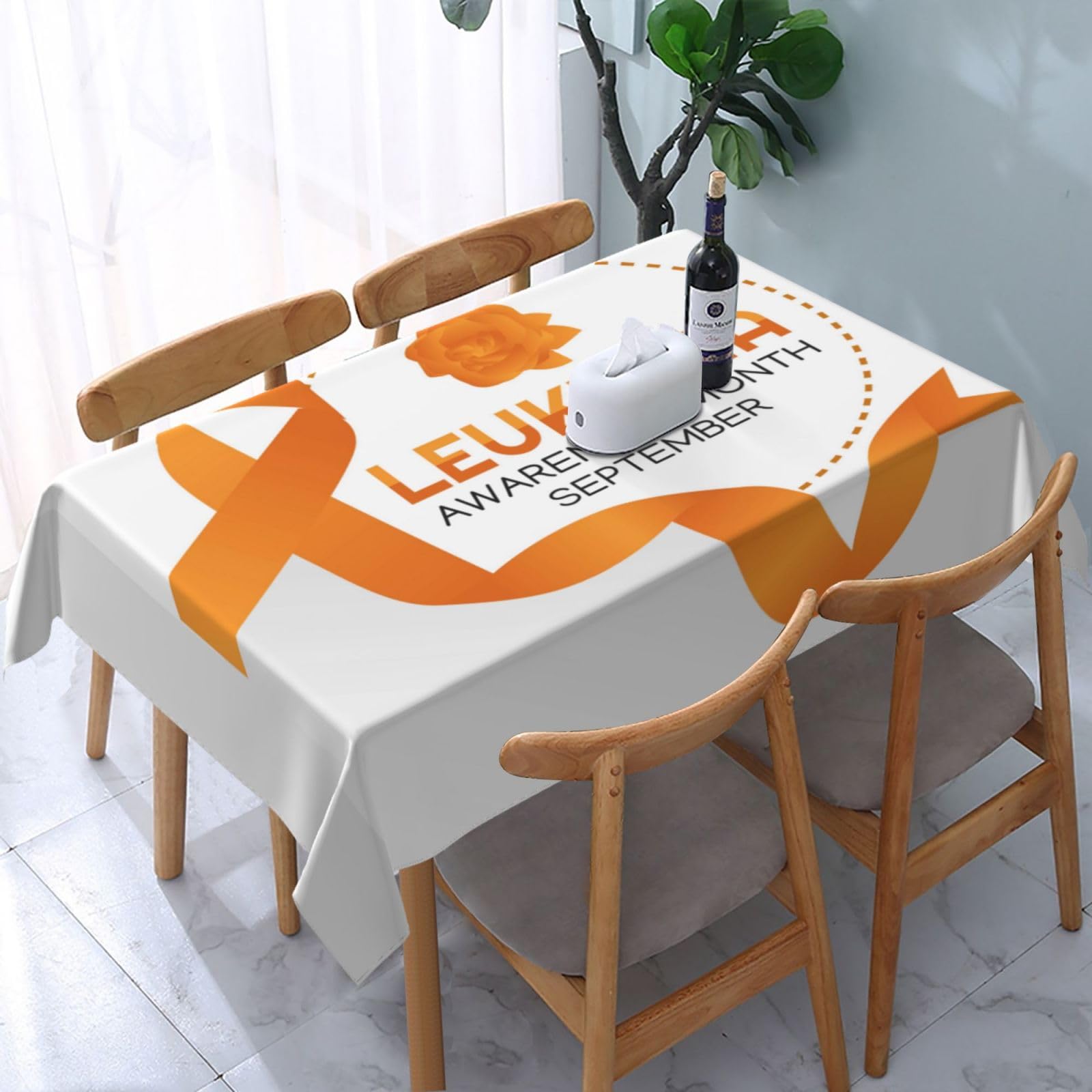 JunHeArt Leukemia Awareness Month Tablecloth Rectangle Table Cover Washable Table Cloths Decor For Kitchen 54" X 72"