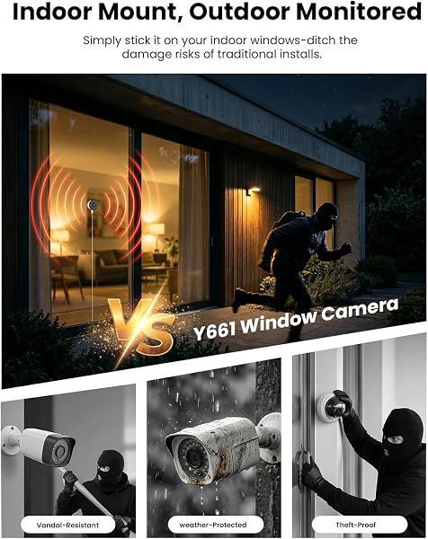 3MP Indoor Window Camera, 5G & 2.4GHz WiFi Indoor Camera for Home Security with AI Color Night Vision, People/Motion Detection, 24/7 Recording, Easy & Quick Window Mount for Looking Outside - 3
