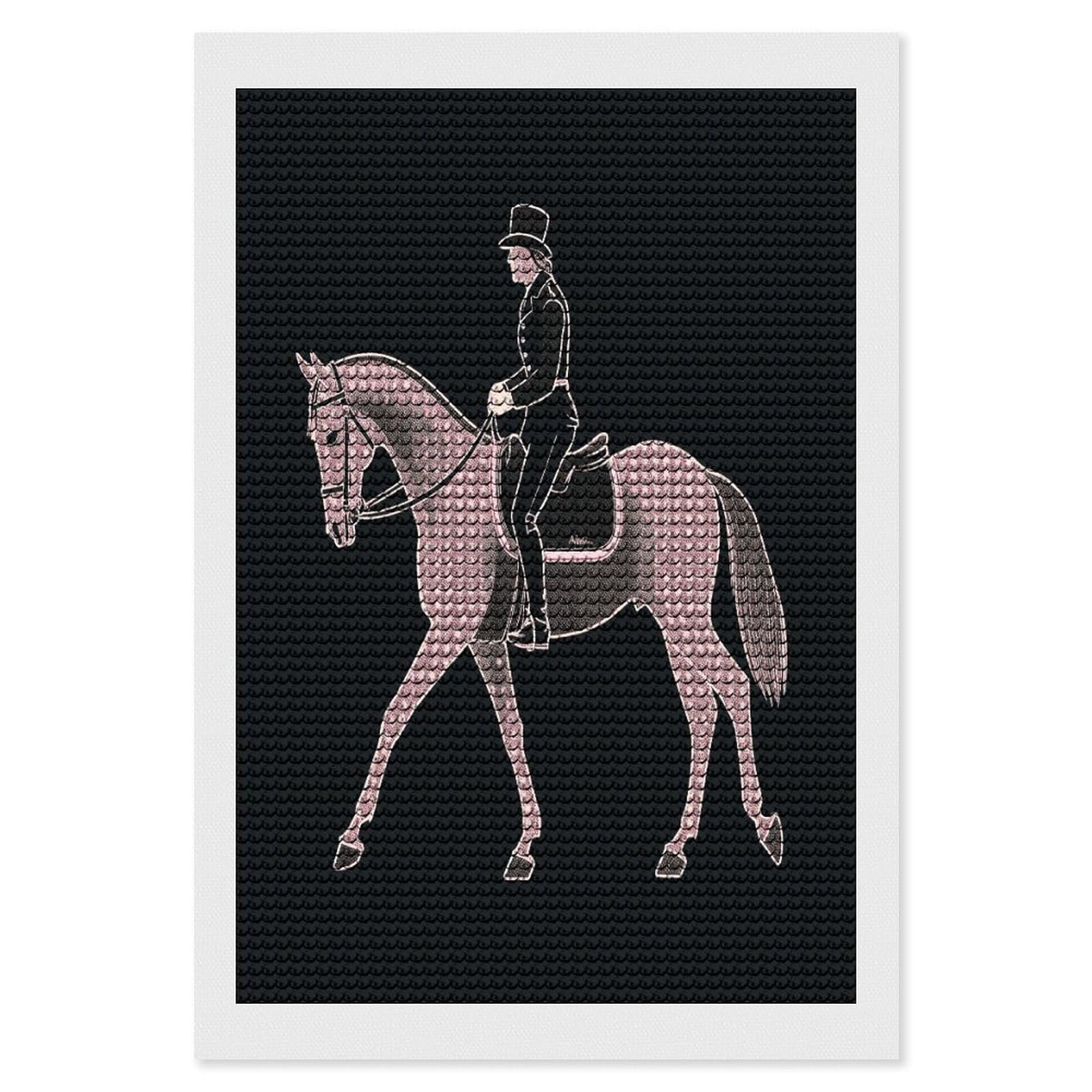 FekiLoot Dressage Dressage Rider Horse Diamond Art Kits for Adults Diamond Painting Kits for Beginners DIY Diamond Art Kits Round Full Drill Diamond Dot Gem Painting for Home Wall Decor Gift 8"x12"